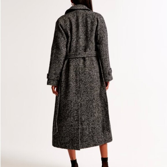 NWT Abercrombie Wool-Blend Belted Trench Coat - Size: SMALL PETITE - Picture 2 of 5